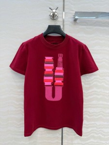 Женская футболка Hermes бордовая Женская футболка Hermes бордовая