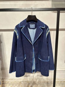 Женский замшевый жакет Ermanno Scervino синий Женский замшевый жакет Ermanno Scervino синий