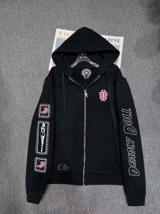Женское худи на молнии Chrome Hearts черное Женское худи на молнии Chrome Hearts черное