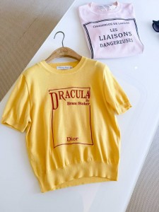 Женская трикотажная футболка Christian Dior желтая Женская трикотажная футболка Christian Dior желтая