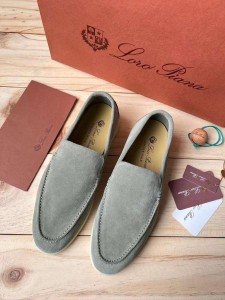 Мужские замшевые лоферы Loro Piana серые Мужские замшевые лоферы Loro Piana серые